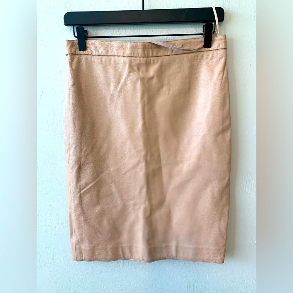 Tufi Duek Tan leather skirt size 40 (s)‎